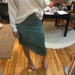 Peppermint Asymmetrical light Teal drawstring Midi Skirt